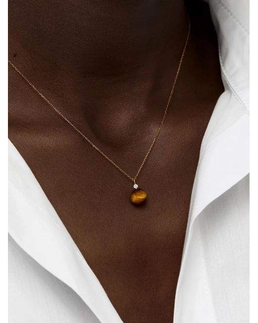 Mateo White Tiger-Eye And Diamond Pendant Necklace