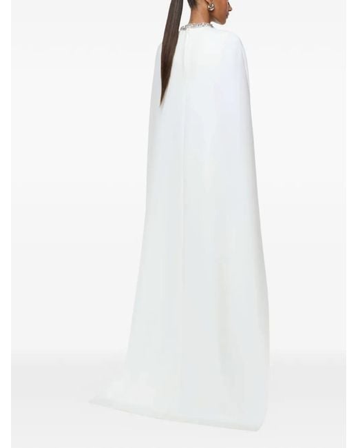 Roland Mouret White Crystal-Neck Maxi Dress