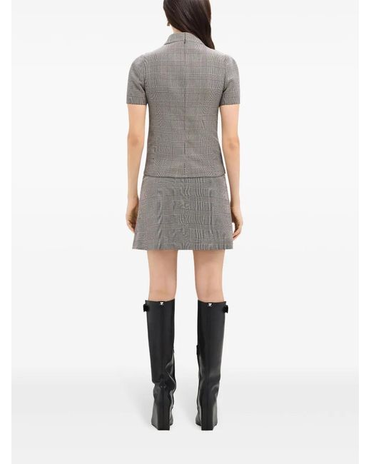 Courreges Gray A-Line Checked Miniskirt