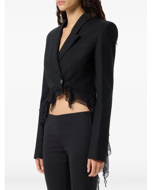 Blumarine Black Single-Breasted Asymmetric-Hem Blazer