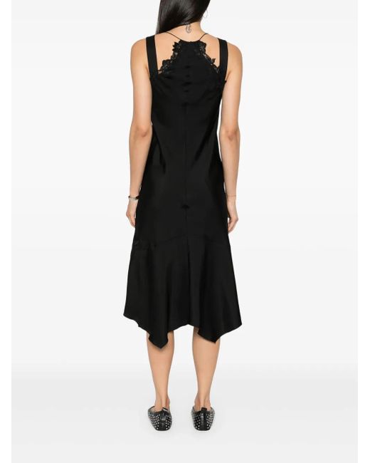 Dorothee Schumacher Black Lace-Appliqué Camisole Silk Dress