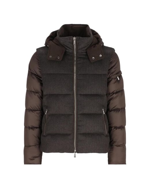 Moorer Black Hooded Quilted Jacket for men