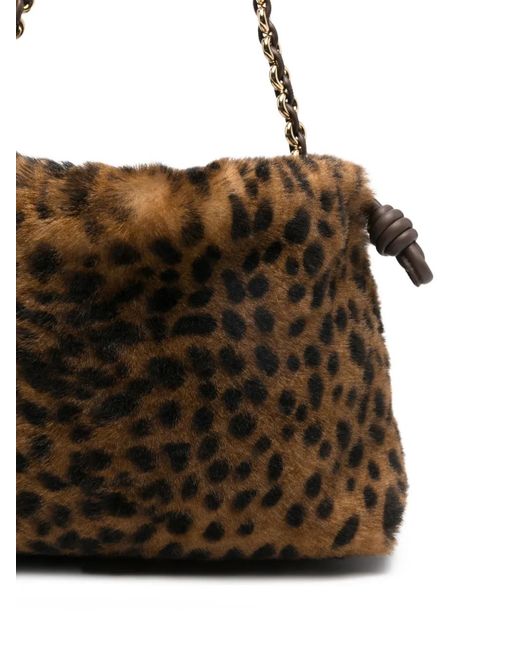 Loewe Brown Leopard Chain Clutch Bag