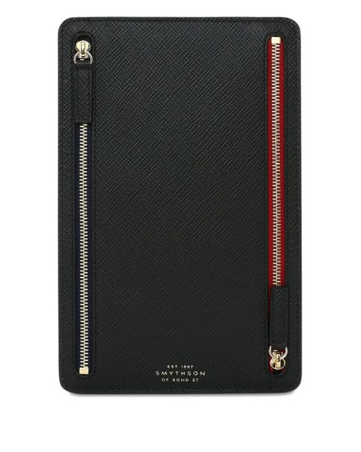 Smythson Black Panama Multi-Zip Case