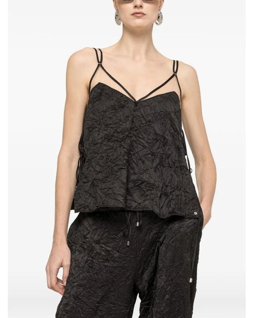 Nissa Black Débardeur À Effet Froissé