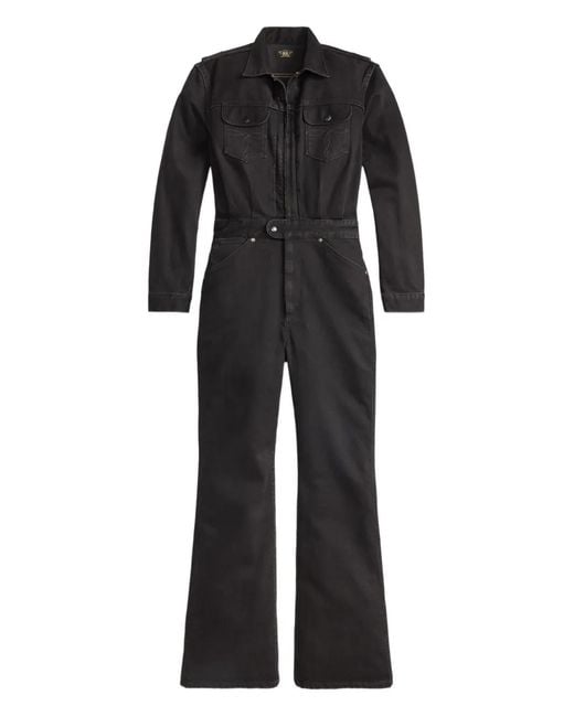 RRL Black Zipped Denim Jumpsuit