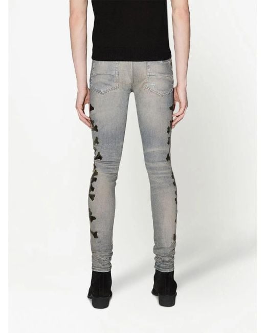 Amiri Blue Camo Bones Skinny Jeans for men