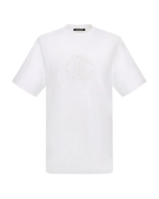 Roberto Cavalli White Logo Cottont-Shirt for men
