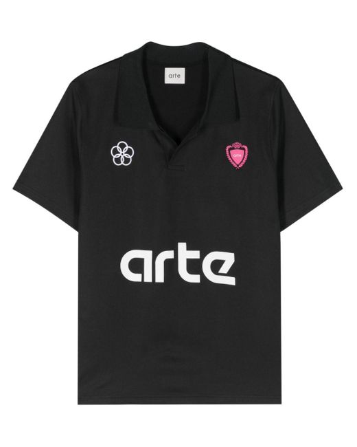 Arte' Black Simon Logo-print Polo Shirt for men
