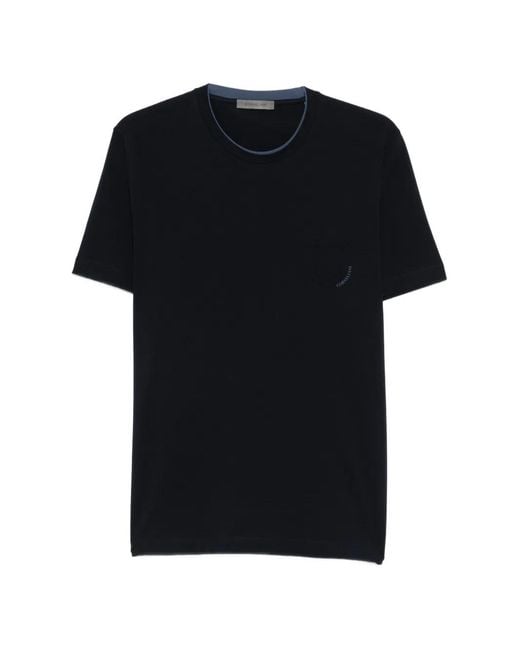 Corneliani Black Crewneck Pocket T-Shirt for men
