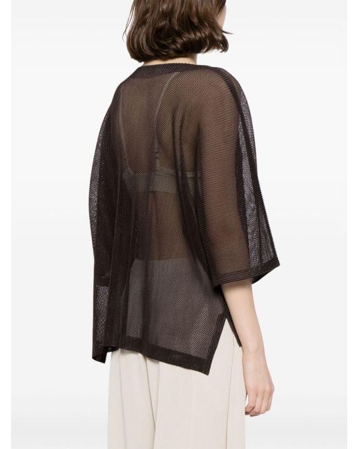 T-shirt a maniche lunghe oversize di Pleats Please Issey Miyake in Black