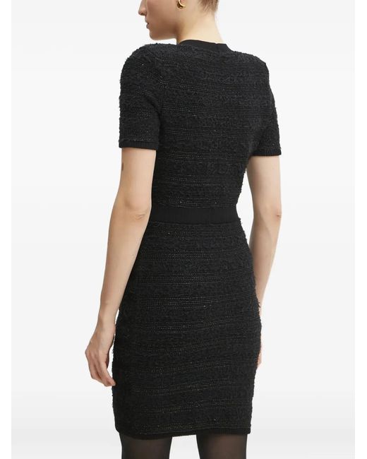 Marciano Black Button-Detail Short-Sleeve Mini Dress