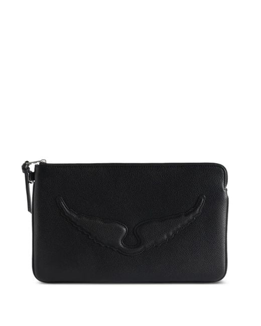 Zadig & Voltaire Black Angel Pouch Grained Leather