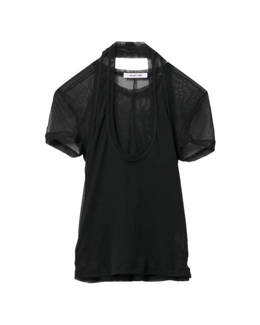 Helmut Lang Black See-Through Short-Sleeve Top