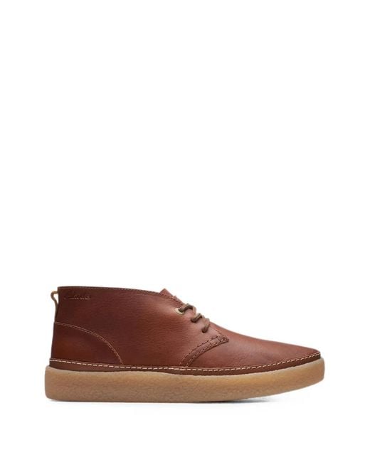 Clarks Brown Oakpark Mid Leather Derby Boots for men