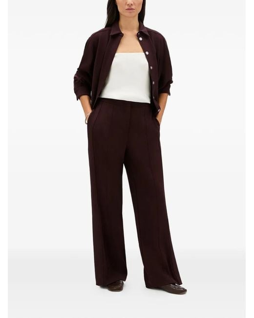 Another Tomorrow Purple Graphic-Stitch Trousers