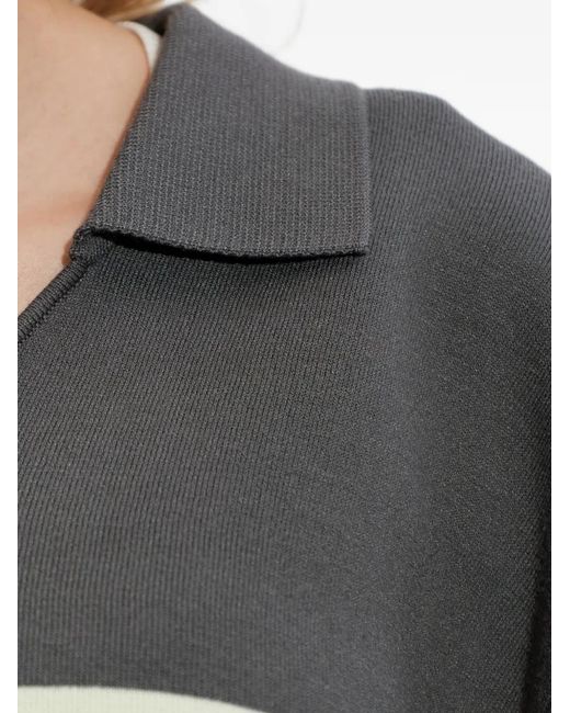 Samsøe & Samsøe Gray Saanne Striped Collared Sweatshirt