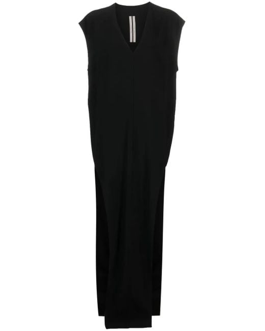 Abito Lungo Con Scollo A V di Rick Owens in Black