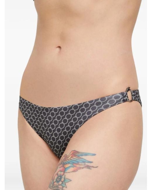 Trussardi Black Monogram-Print Ring-Detail Bikini Bottoms
