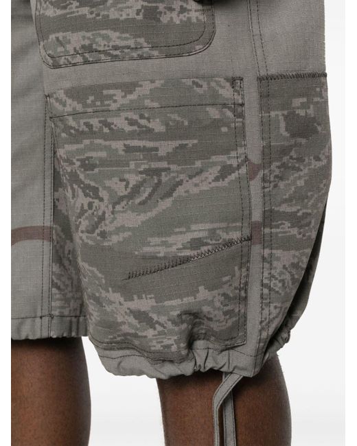 MARINE SERRE Gray Regenerated Camouflage Shorts