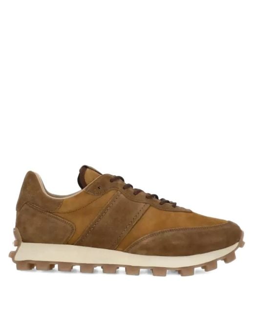 Tod's Brown Embossed-Logo Suede Sneakers for men