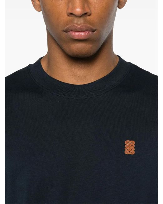 Sandro Blue Leather Logo T-Shirt for men