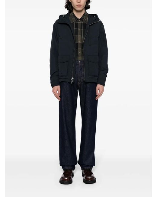 Woolrich Blue Hooded Zip-Up Jacket for men