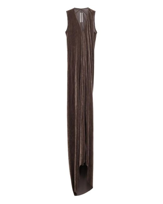 Rick Owens Brown Draped Velvet Dress