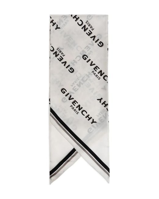 Givenchy White Logo-Pattern Scarf
