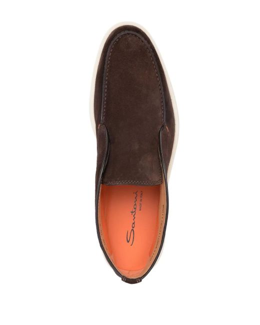 Santoni Brown Slip-On Suede Boots for men