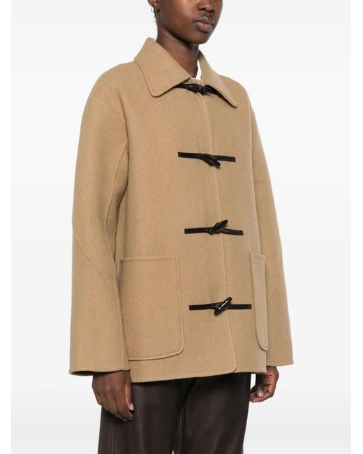 LAMRONS Natural Toggle-Fastening Coat