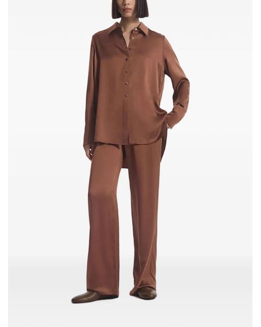 Co. Brown Elasticated Straight-Leg Trousers