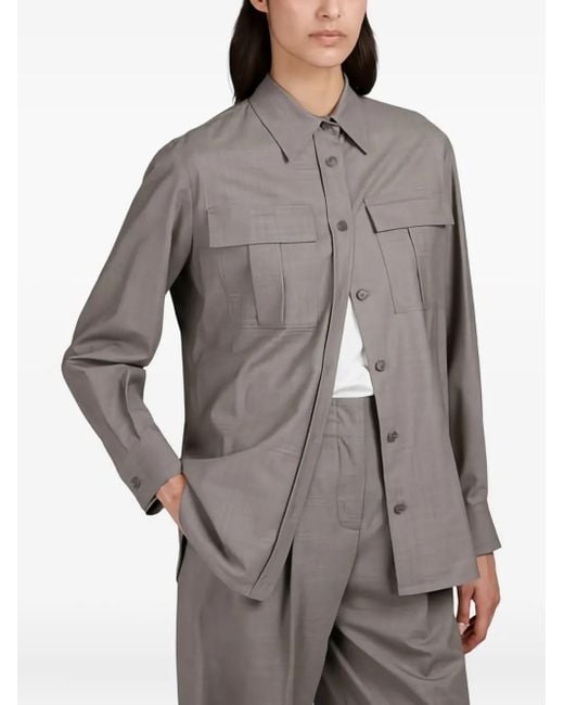 Paul & Shark Gray Flap-Pocket Wool Overshirt