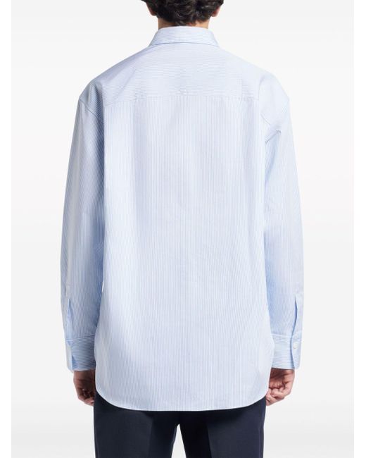 Ferragamo White Striped Cotton Shirt for men