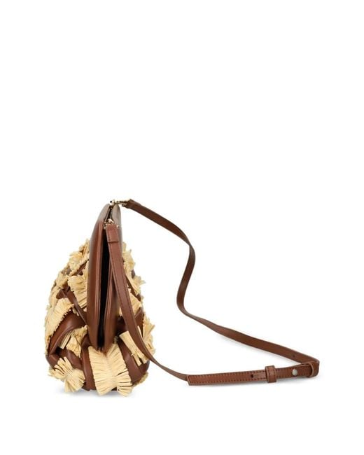 THEMOIRÈ Brown Woven Fringe Crossbodyt Bag