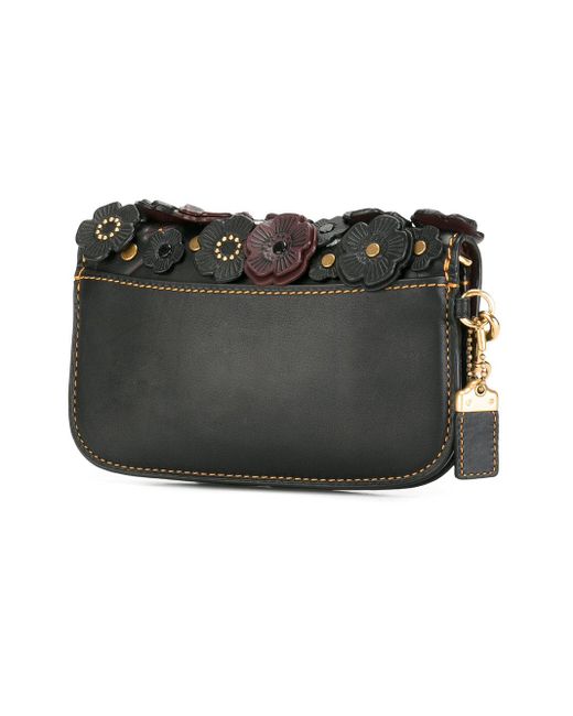 COACH Flower Embellished Clutch Bag in Brown Lyst