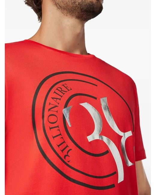 Billionaire Red Double B Logo-Print T-Shirt for men