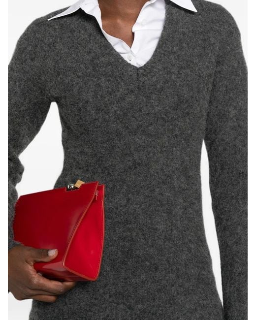 Thelatest Gray Eleonora V-Neck Alpaca-Wool Sweater