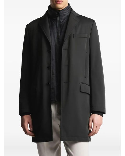 Fay Black Three-Button Single-Breasted Coat for men
