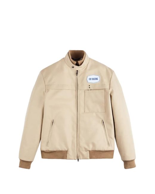 Logo-Patch Bomber Jacket Fay pour homme en coloris Natural