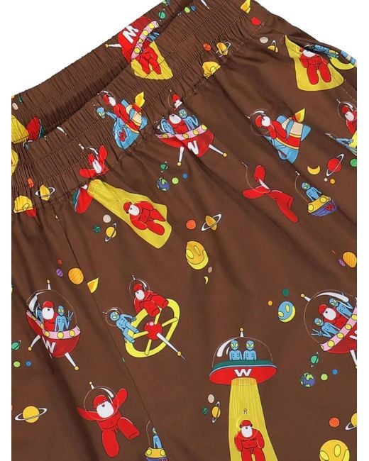 メンズ Walter Van Beirendonck プリント ショートパンツ Brown