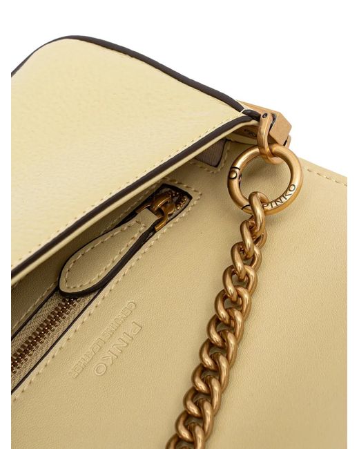 Pinko Natural Love Birds Leather Mini Crossbody Bag