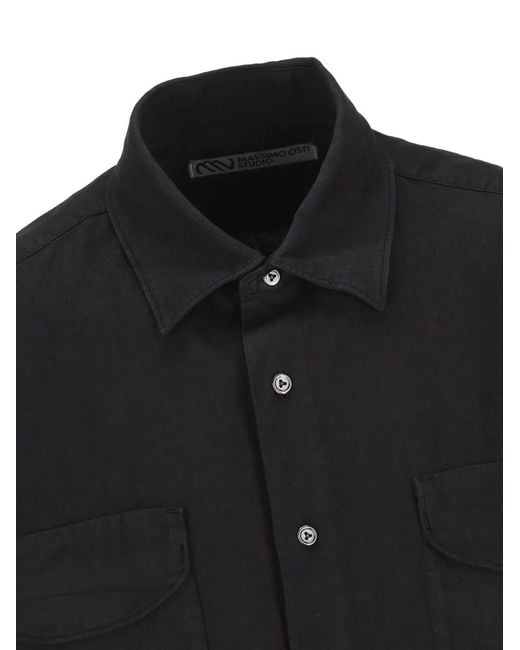 Massimo Osti Studio Black Patch-Pocket Shirt for men