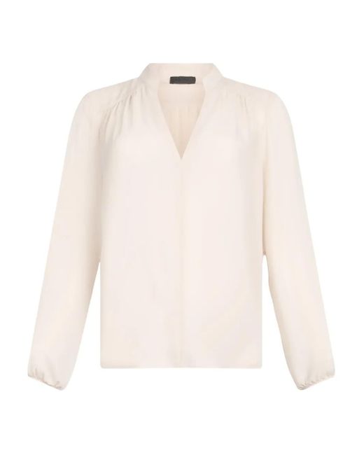 Liu Jo White Mandarin-Collar V-Neck Blouse