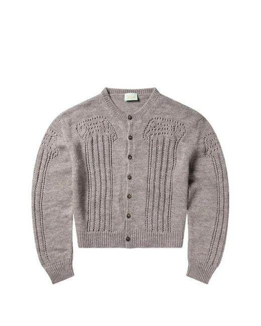 Aries Gray Button-Down Cardigan