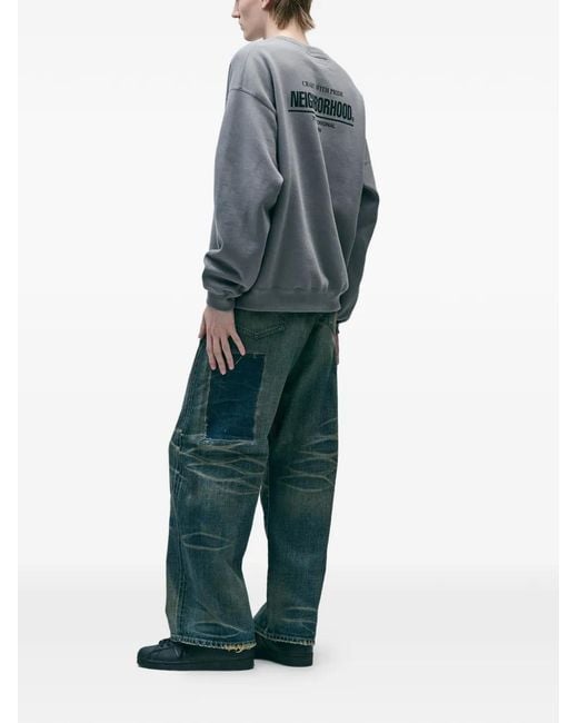 Neighborhood Green Patchwork Cotton Jeans for men