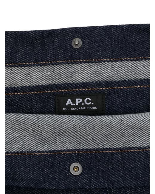 A.P.C. Blue A. P.C. Cotton Shoulder Handbag With Embroidered Logo
