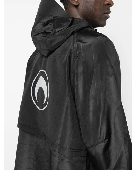 MARINE SERRE Black Hooded Logo-Print Windbreaker