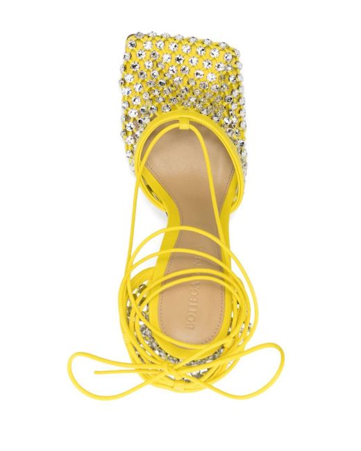 Bottega Veneta Yellow Sparkle Stretch 90mm Sandals