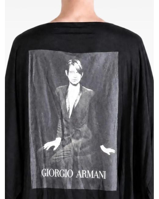 Yohji Yamamoto Black Slogan-Print Graphic-Print Midi Dress